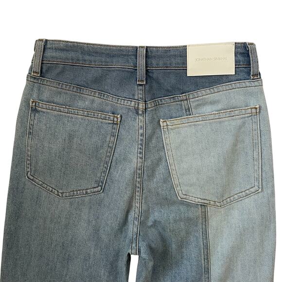 Jonathan Simkhai Standard River Straight Leg Patchwork Jeans - Blue - Size 26 - Picture 5 of 7